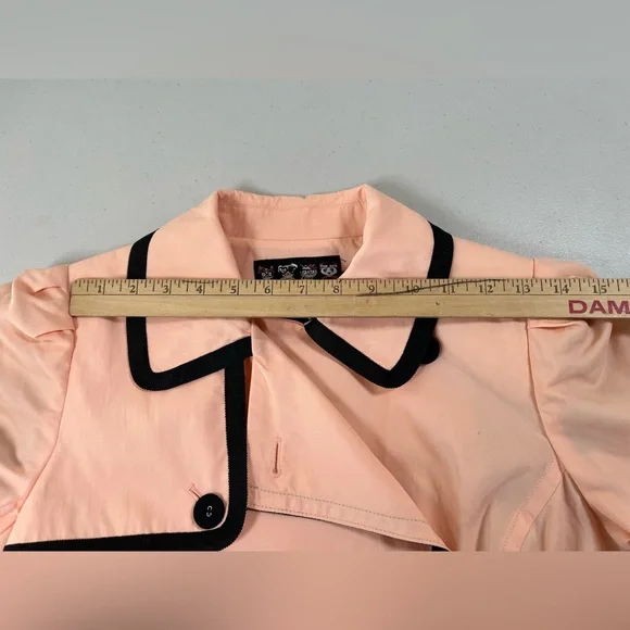 XXI twist Elegant Women's Double feasted Peach/black Trench Coat, M , NWT - Picture 15 of 17